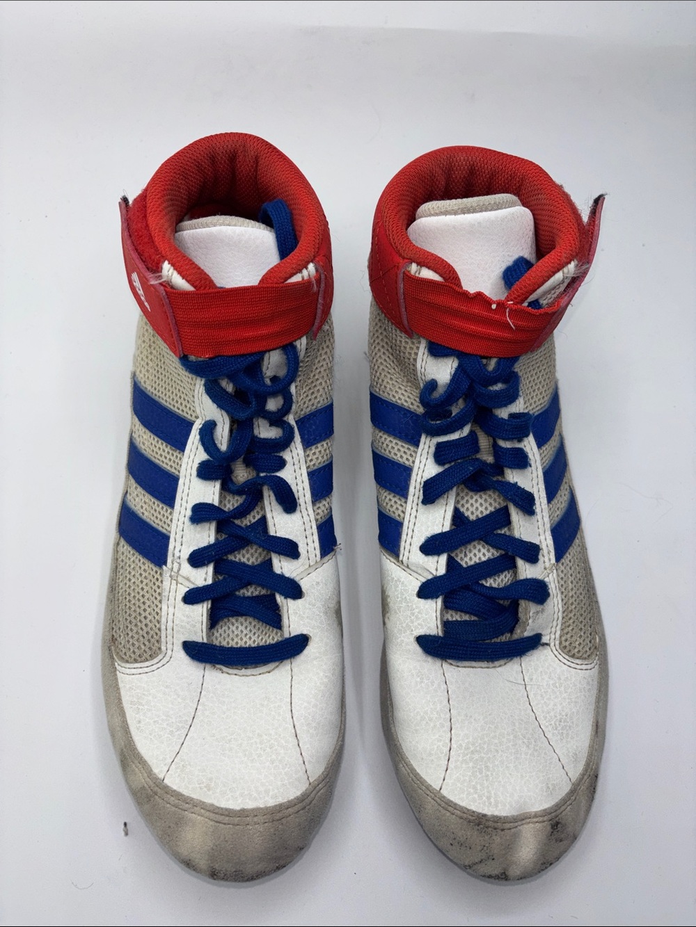 Adidas HVC 2 Full Sole Wrestling Shoes White Red Blue Men’s Size 8